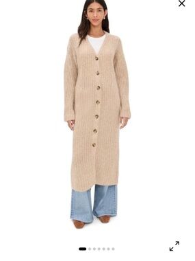 Long Ribbed Button-Front Cardigan by Malene Birger